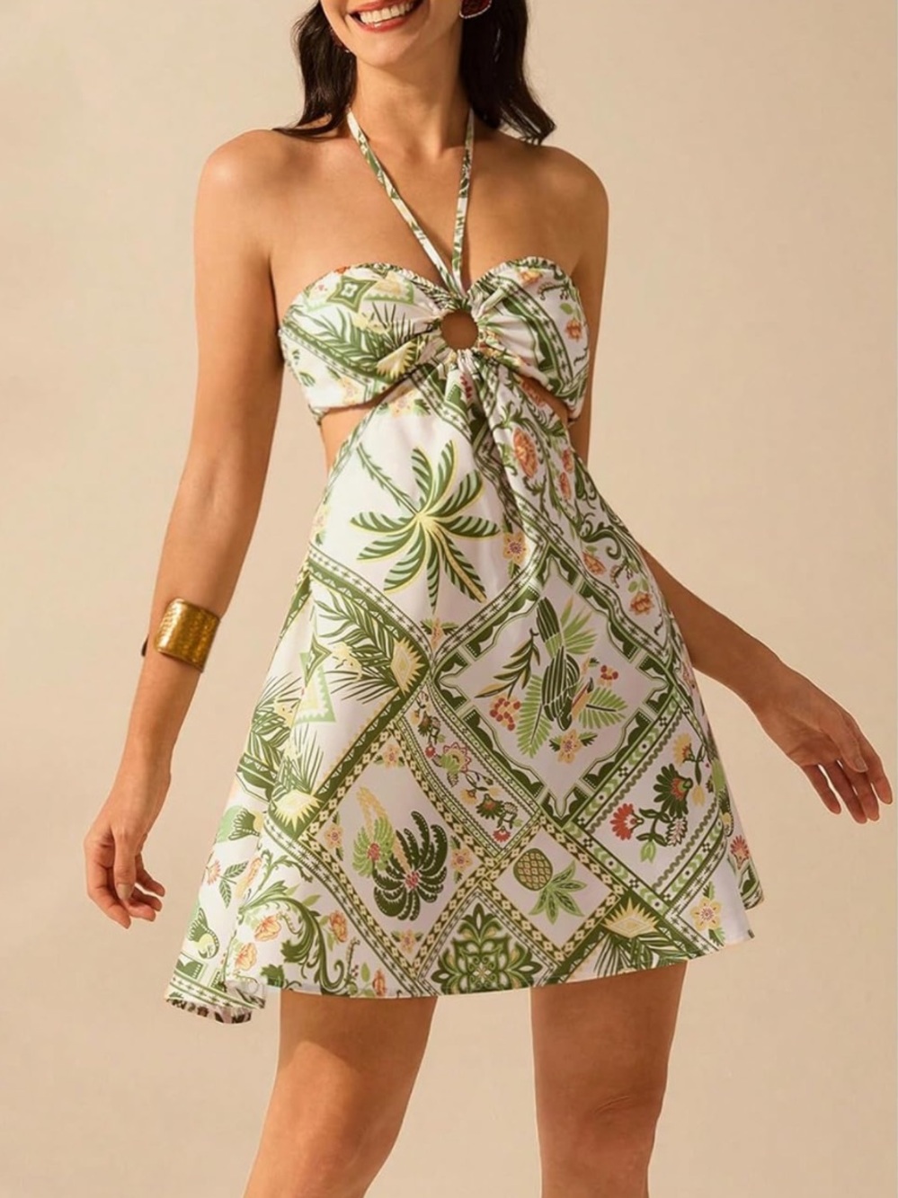 Beach Vacation Halter Mini Dress